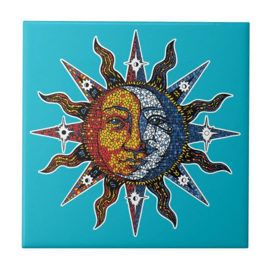 Celestial Mosaic Sun en Moon Tegeltje (Voorkant)