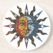 Celestial Mosaic Sun en Moon Zandsteen Onderzetter (Voorkant)