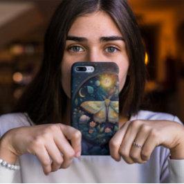 Celestial Moth and Full Moon – Enchanted Night iPhone 16 Hoesje