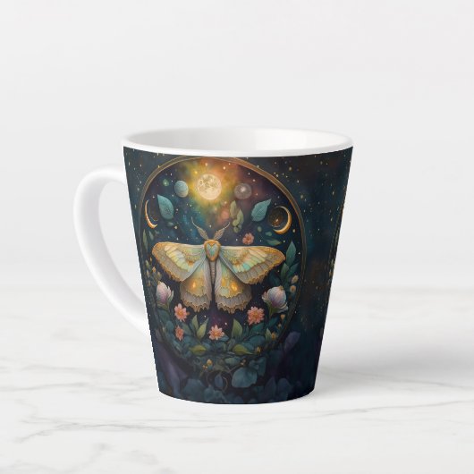 Celestial Moth and Moon Phases – Enchanted Night Latte Mok (Linkerhoek)