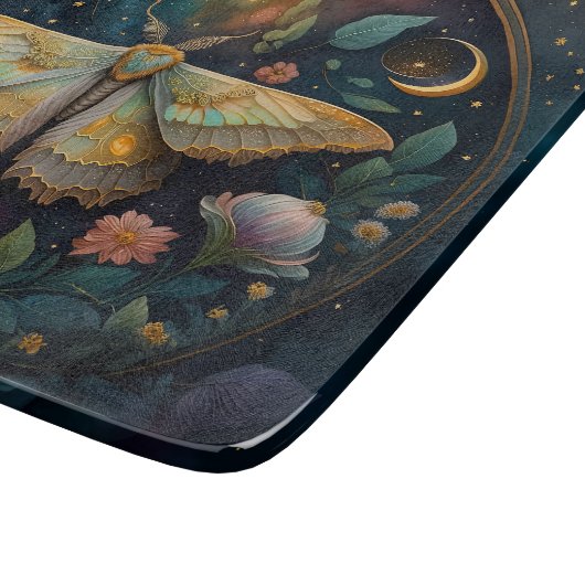 Celestial Moth and Moon Phases – Enchanted Night Snijplank (Hoek)