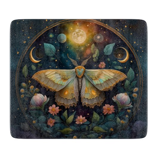 Celestial Moth and Moon Phases – Enchanted Night Snijplank (Voorkant)