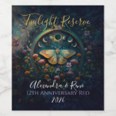 Celestial Moth and Moon Phases – Enchanted Night Wijn Etiket (Enkel label)