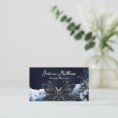 Celestial Moth Blue en Gold Night Sky Psychic Visitekaartje (Staand voorkant)