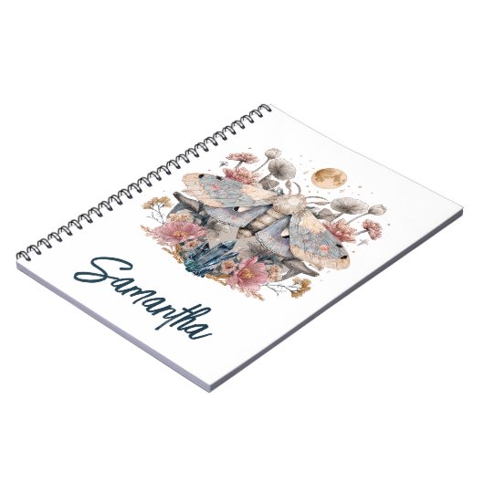 Celestial Moth Crystal Floral Moon Notitieboek (Linkerzijde)