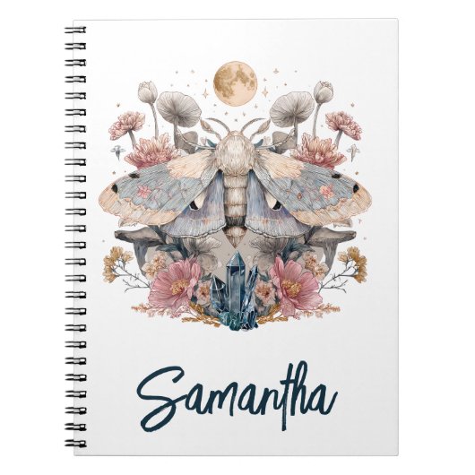 Celestial Moth Crystal Floral Moon Notitieboek (Voorkant)