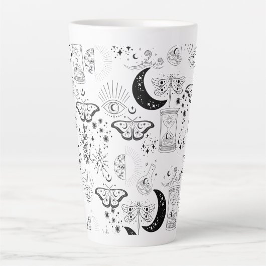 Celestial Moth, gothic, wittig Latte Mok (Voorkant)