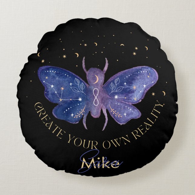 Celestial Moth Personalized Rond Kussen (Voorkant)