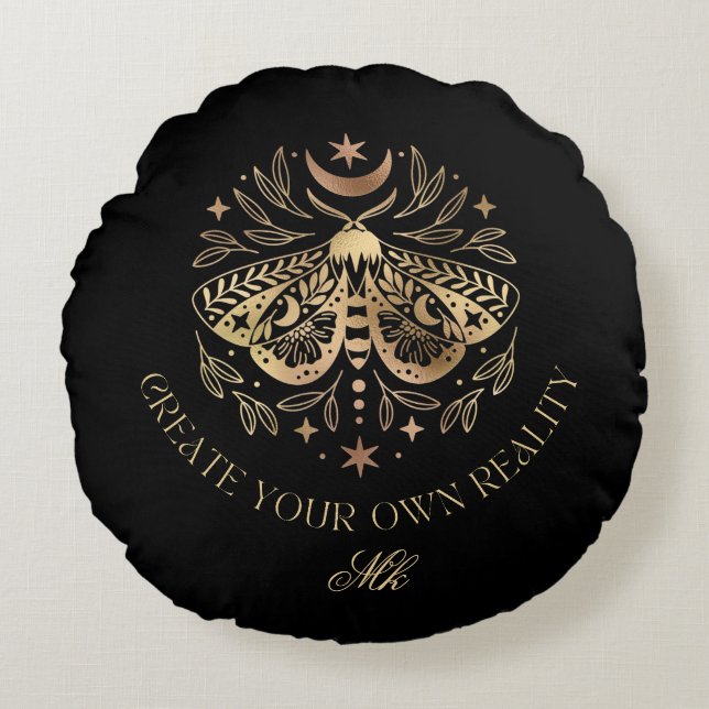 Celestial Moth Personalized Sierkussen Rond Kussen (Voorkant)