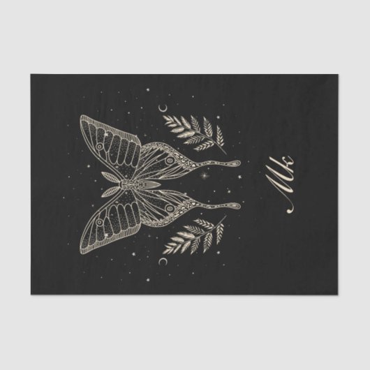 Celestial Moth Personalized Sierkussen Tissuepapier (Voorkant)