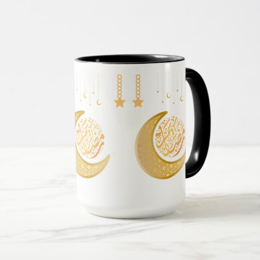 Celestial Mug – Gold Crescent Moons & Stars for Dr Mok (Voorkant rechts)