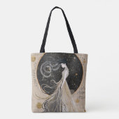 Celestial Muse Dreamy Cosmic Woman Tote Bag (Achterkant)