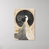 Celestial Muse Wall Art | Dromerige kosmische vrou Canvas Afdruk (Voorkant)