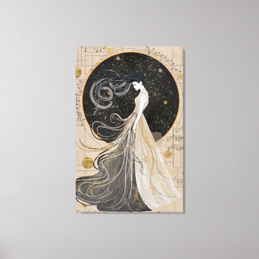 Celestial Muse Wall Art | Dromerige kosmische vrou Canvas Afdruk (Voorkant)