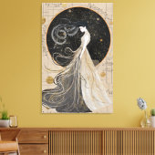 Celestial Muse Wall Art | Dromerige kosmische vrou Canvas Afdruk (Insitu (Woonkamer))