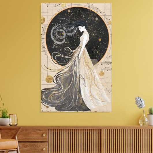Celestial Muse Wall Art | Dromerige kosmische vrou Canvas Afdruk (Insitu (Woonkamer))