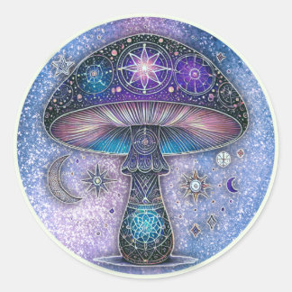 Celestial Mushroom Sticker Mystiek Kosmisch Ontwer