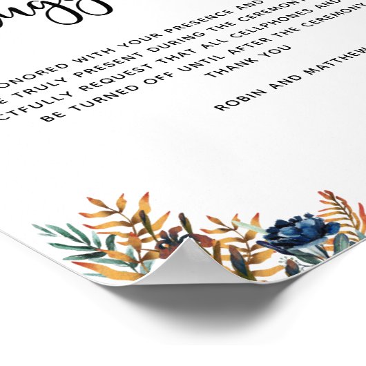 Celestial Mystic Garden Unplugged Ceremony Sign Poster (Hoek)