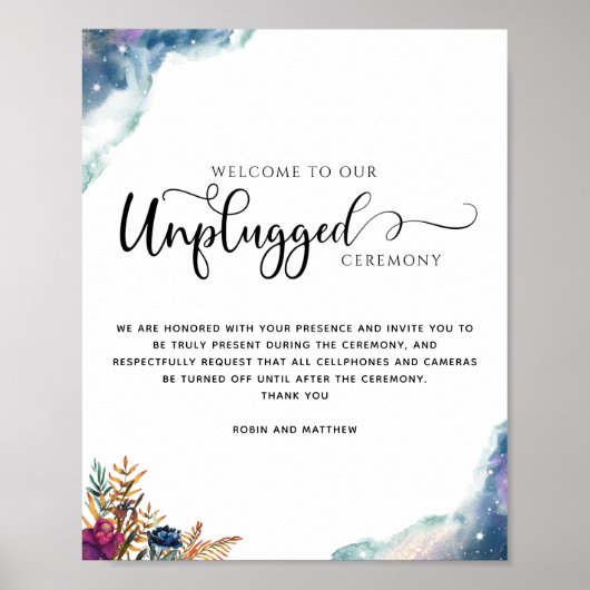 Celestial Mystic Garden Unplugged Ceremony Sign Poster (Voorkant)