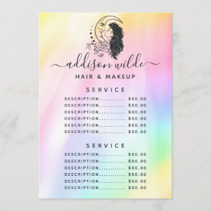 Celestial Mystic Moon Goddess-prijslijst Menu
