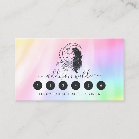 Celestial Mystic Moon Goddess Rainbow Klantenkaartje (Voorkant)