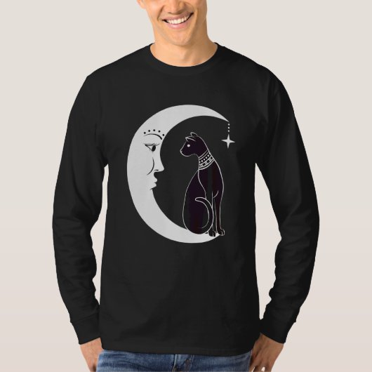 Celestial Mystical Black Cat Familiar Pagan Witchc T-shirt (Voorkant)