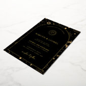 Celestial Mystical Elements Starsign Wedding Folie Uitnodiging (Gedraaid)
