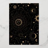 Celestial Mystical Elements Starsign Wedding Folie Uitnodiging (Achterkant)