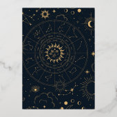 Celestial Mystical Elements Starsign Wedding Folie Uitnodiging (Achterkant)