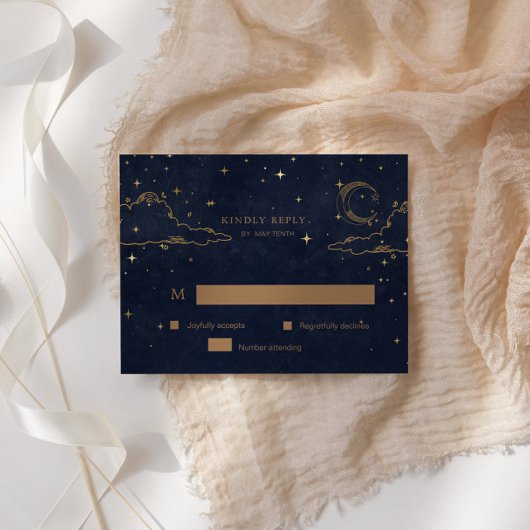 Celestial Mystical Gold RSVP Response Kaart