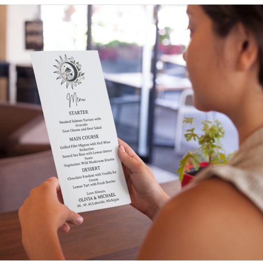 Celestial Mystical Wedding Menu Card 