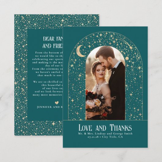 Celestial & Mystieke Sterrennacht Dank u Foto Bedankkaart (Voorkant / Achterkant)