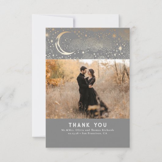 Celestial & Mystieke Sterrennacht Dank u Foto Bedankkaart (Voorkant)