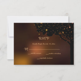 Celestial Naight String Light Wedding RSVP Kaartje