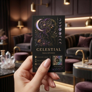 Celestial Nail Studio Luxe Zwart Goud QR Beauty Visitekaartje