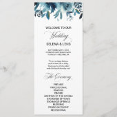 Celestial Navy Blue Bloemen bruiloft programma Programmakaart (Voorkant)