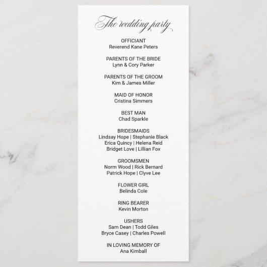 Celestial Navy Blue Bloemen bruiloft programma Programmakaart (Achterkant)