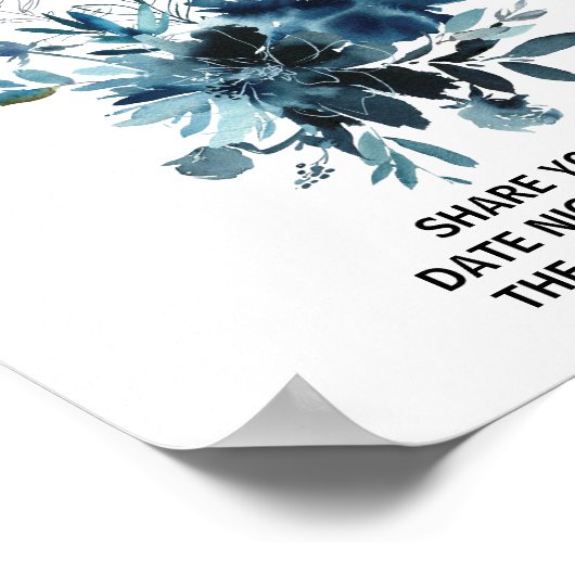 Celestial Navy Blue Floral Date Jar Sign Poster (Hoek)