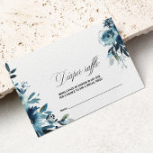 Celestial Navy Blue Floral Diaper Raffle Informatiekaartje