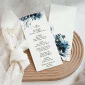 Celestial Navy Blue Floral Dinner Menu Kaart