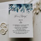 Celestial Navy Blue Floral Elopement Kaart