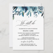 Celestial Navy Blue Floral Vow Vernieuwing Kaart (Voorkant)