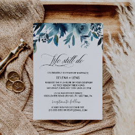 Celestial Navy Blue Floral Vow Vernieuwing Kaart