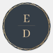 Celestial Navy Blue Golden Elegant Ronde Sticker (Voorkant)