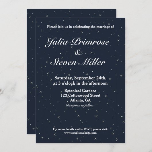 Celestial Navy Blue Sky & Sterren Bruiloft Kaart (Voorkant / Achterkant)