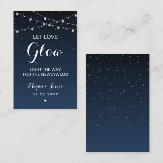 Celestial Navy Blue Stars Wedding Glow Stick Label (Voorkant / Achterkant)
