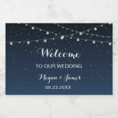 Celestial Navy Blue Stars Welkom Sparkling Wijnetiket (Enkel label)