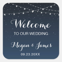 Celestial Navy Blue Stars Welkomsttas Vierkante Sticker