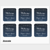 Celestial Navy Blue Stars Welkomsttas Vierkante Sticker (Vel)