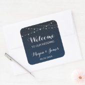 Celestial Navy Blue Stars Welkomsttas Vierkante Sticker (Envelop)